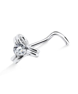 Stone Design Silver Curved Nose Stud NSKB-91